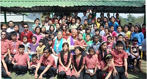 The Governor of Arunachal Pradesh Shri PB Acharya and State�s First Lady Smt Kavita Acharya celebrate the festive occasion of Holi with differently abled childrens of Donyi-Polo Mission School for the hearing and visually impaired, Chimpu  on 13th March 2017.  